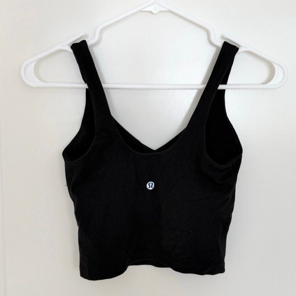 Lululemon Align Ribbed Long Line V Neck Tank Top Black 2 - Picture 3 of 4